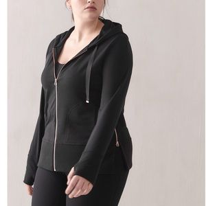 Addition Elle Black Long Sleeve Zip Up Hoodie
